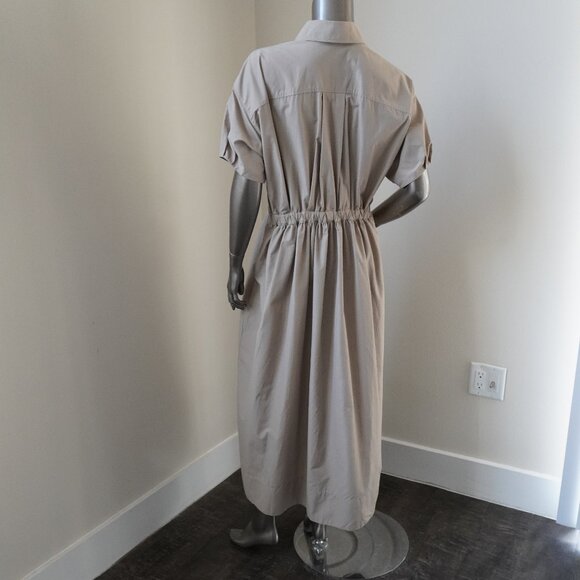 Brunello Cucinelli Techno Cotton Dress Monili Zip Pull Maxi Shirtdress Size XXS - Picture 4 of 9